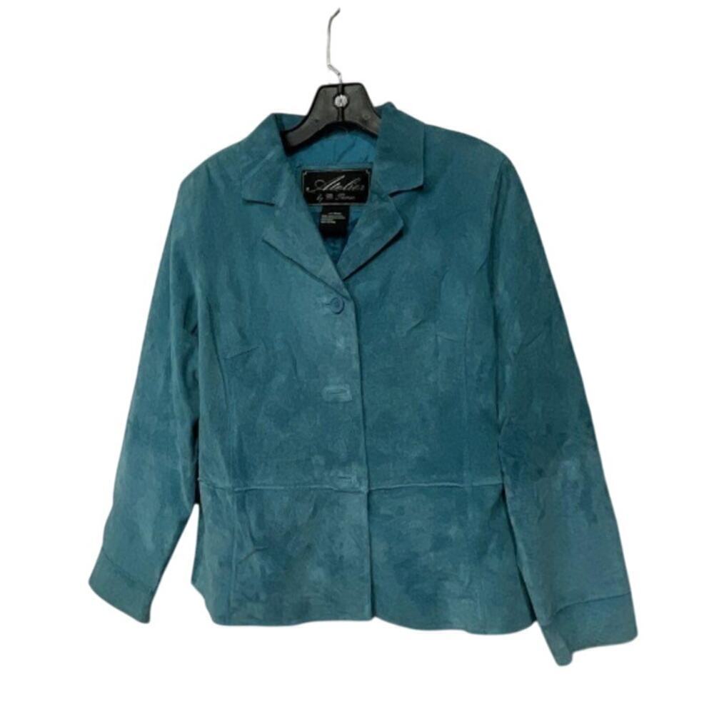 Atelier Brandon Thomas Teal Suede Leather Jacket P/M Vintage